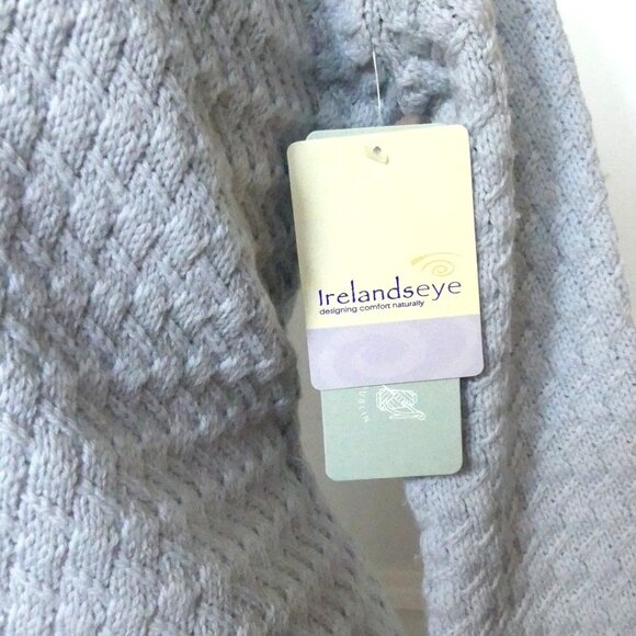 Ireland's Eye Glangevlin 1 Button Lattice Weave Long Cardigan Sweater Ice Blue S - Picture 4 of 16